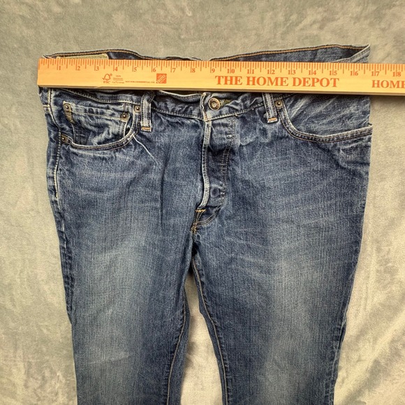Abercrombie & Fitch Baxter Low Rise Slim Boot Jeans Mens 34x32 Blue Button Fly - Picture 10 of 16